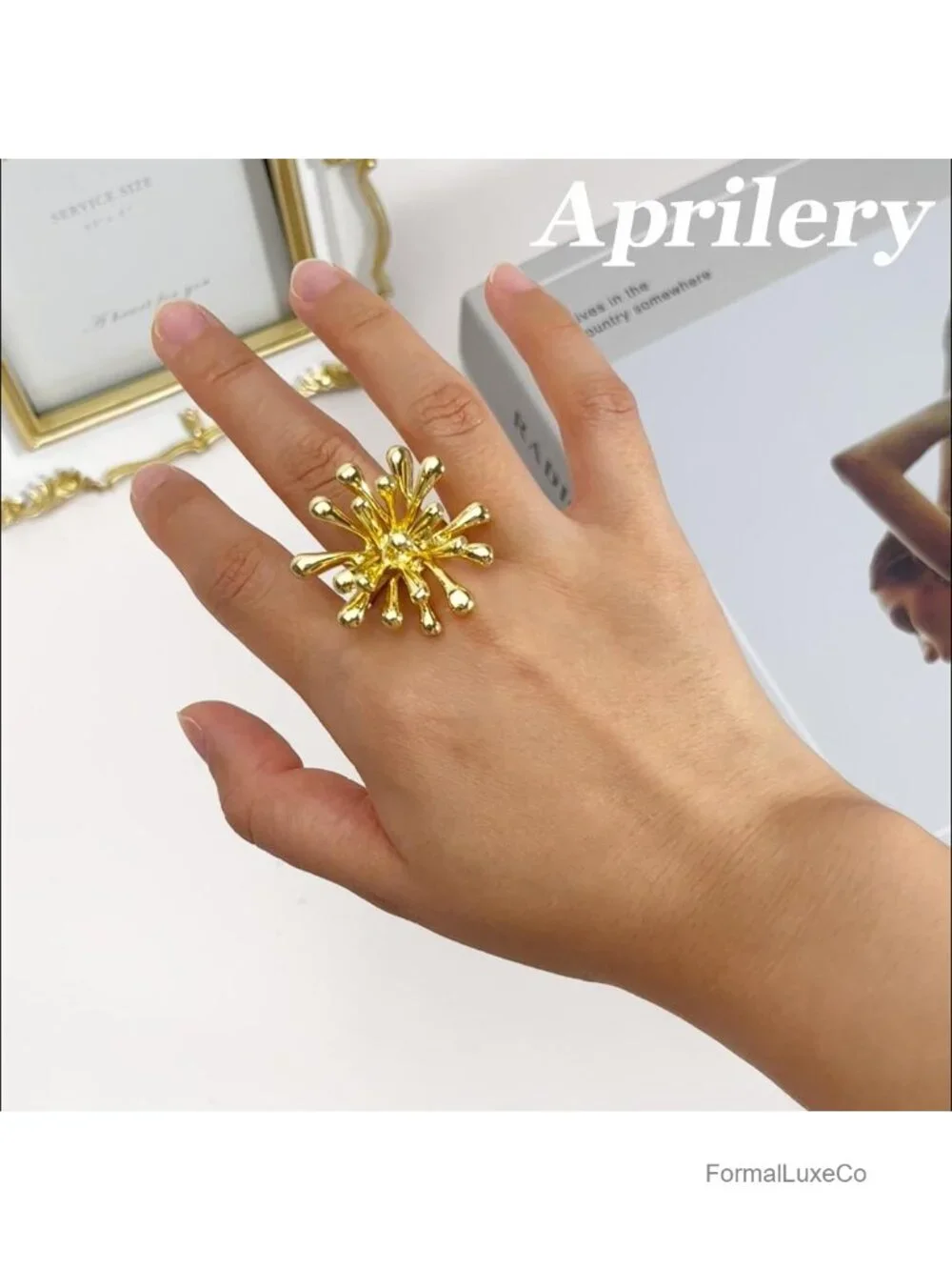 Gold Plated Chunky Statement Ring Band Dome Mask Fashion Jewelry Women